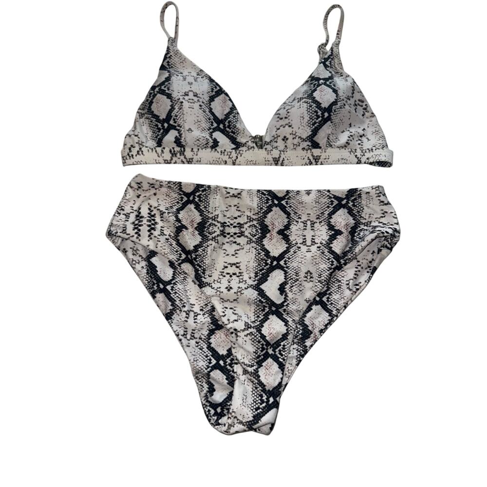 SHEIN High-Waisted Snake Print Triangle Bikini Set